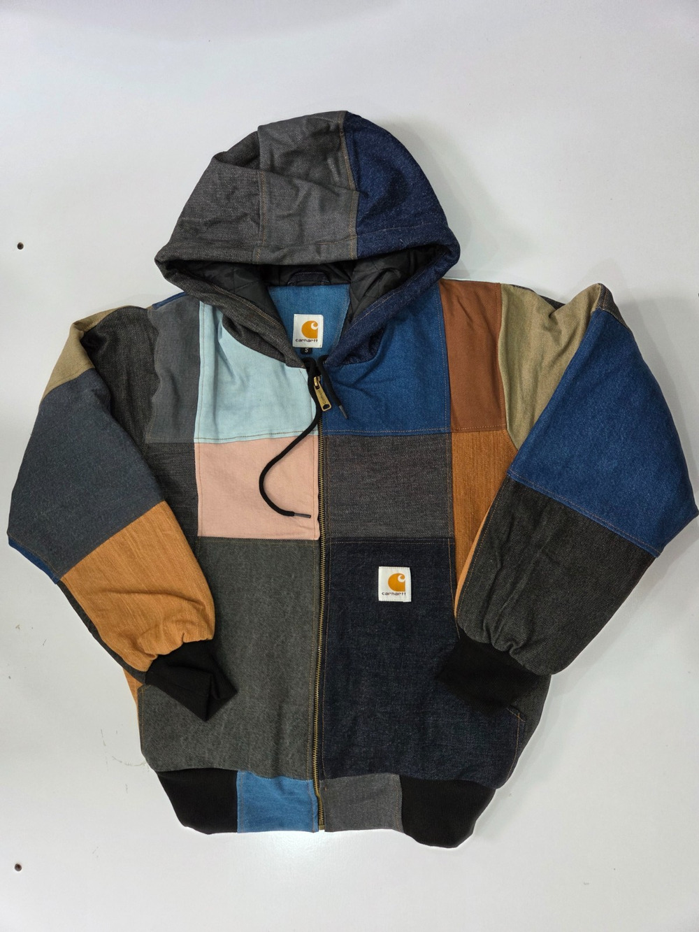 Vintage Reworked Carhartt Patchwork Hooded Jacket Multicolor S